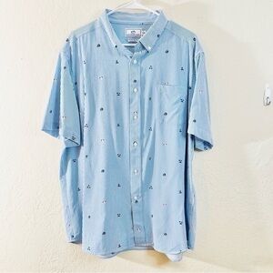 Southern Tide Intercoastal Striped Short Sleeve Button Down Shirt Size XL Pocket